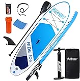 ACOWAY Aufblasbares Stand Up Paddle Board, 320 x 81.5/84 x 15 cm/Mit 180kg, Rutschfestes SUP Board Set Stand Up Paddling Board, Surfboard Stabiles Komplettes Zubehör Paddel,Hochdruck-Pumpe, Rucksack