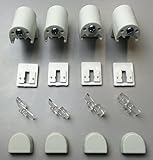 KLEMMFLEX Klemmträger für Plissees ~ OHNE Bohren ~ je 4 Stück zur Befestigung von Plissees ~ Farbe: Weiss ~ mit Decomatic/Cosimo-Adapter für EFIXS Plissees und S