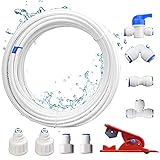 Wasserzulaufleitung Universal Anschluss-Set 15m, Kühlschrankschlauch Kühlschrank Anschluss-set, Wasserschlauch Schlauchverbinder (1/4', (6,35mm)) mit Schlauchcutter für Kühlschrank Side by S
