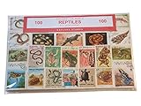 Explora Reptile Amphibien Weltweit Sammlerstempel Set mit 100 Stück – alle verschieden – Schlangen, Schildkröten, Eidechsen, Frösche – Herpetolog