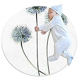 HDFGD Waschbarer Teppich Kinder Kreis Teppich Kinderzimmer Teppich Kreis Badteppich Dekorativer Badteppich Pusteblume Frühling