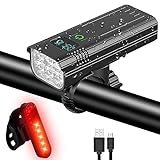 Fahrradlicht Set, Xaeiow 5200 mAh Batterie USB Aufladbar LED Fahrradbeleuchtung Fahrradlampe für Nachtreiten, IPX5 Wasserdicht, 5 Lighting M