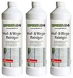 GREEN24 Profi Hof- und Wegereiniger 3 Liter - 600m² - Radikal Reiniger für Steinflächen Aller. Art. Ungefährlich für Haustiere. (3 x 1 Liter)