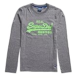 Superdry Herren VL AC LS TOP T-Shirt, Rich Charcoal Marl, XL