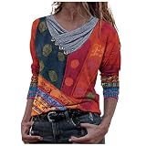 Beste Freunde Pullover Kapuzenpullover Tops,Damen Sommer Damen Mit Kapuzen Hoodie Sweatshirt Langarm für Frauen Mit Motiv Tie-Dye Bedruckte Stickkragen Langarm Pullover BluseA07,Rot,3XL