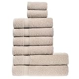 nottoc Frottee Handtücher Set Beige, 2 Badetücher 4 Handtücher und 2 Gästetücher - Handtuch Set 100% Baumwolle Saugfähige Superweiche Türkische Luxus Handtücher - 8 Stück