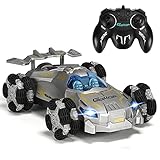 Maegoo Ferngesteuertes Auto, 2,4GHz Renn Stunt RC Auto mit LED Licht, 360° Rollendes Drift Sprühen Auto, Wiederaufladbares 4WD High Speed Geländewagen Auto für Kinder Spielzeug Geburtstagsgeschenk