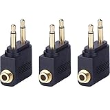 3 Stück Flugzeug Adapter Airline Adapter Gold überzogen Airline Airplane Flight Adapter für Kopfhö