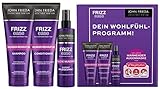 John Frieda Frizz Ease Wunder Reparatur Vorteils-Set - Shampoo, Conditioner, Sofort-Pflege-Spray und MegRhythm Augenmaske - Wohlfühlprogramm für Zuhause, 1 stück