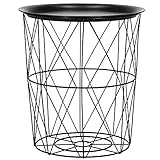 SPRINGOS Deko-Beistelltisch Drahttisch Metall-Tischplatte matt Durchmesser 30 cm Höhe: 35 cm durchbrochen Metalltisch industriell (35x30 cm, Schwarz-Schwarz)