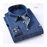 YUANYUAN520 Lässiges Jeanshemd für Herren, langärmelig, Baumwolle, normale Passform, Denim-Jeanshemd, modische Herren-Kleidung, pflegeleicht, bequem (Farbe: C303, Größe: XXL)