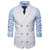 BDDM Herren Anzugweste Mode Gestreiftes Anzugwesten Einreiher Herrenweste Businessweste Klassische Geschäftsweste Passform Formale Hochzeitsfeier Weste Hochzeitsw