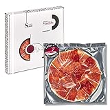 Serrano Schinken, Gran Reserva Duroc , mehr als 20 Monate gereift, von einem Schinkenmeister handgeschnitten. 1 Packung mit 80 g vakuumverpackt. Spanischer Jamon S