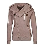 Newbestyle Damen Trainingsjacke Vicky Pullover mit Kapuze Reißverschluss Tops Frauen Pullover mit Kapuze und Kordelzug Gr. 38, kak