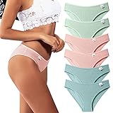 FEOYA Damen Brasilianischer Slips Underwear Baumwolle Panty Tangas 6er-Pack Hüftslip Taillenslips Cotton Tongs Brazilian Slip