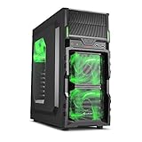 Sharkoon VG5-W PC-Gehäuse (Schnellverschlüsse, 3x 120-mm-LED-Lüfter vorinstalliert, USB 3.0) grü