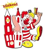 Blinkie Motiv Dom-Clown blinkend Anstecker Karneval Accessoire Kö