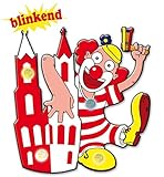 Blinkie Motiv Dom-Clown blinkend Anstecker Karneval Accessoire Kö