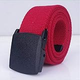 LLZGPZPD Leinwand Gürtel Schlanke Männer Und Frauen Leinwand Gürtel Mode Automatische Schnalle Gürtel Für Frauen Mann Outdoor-Militär-Fans Taktische Ausrüstung, Rot, 110C