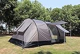 MK Outdoor Campingzelt für 4-5 Personen, Großes (475cm x 305cm x 207cm - LxBxH) Familienzelt mit 3 Eingängen und 5.000 mm Wassersäule, Tunnelzelt,grau, Gruppenzelt, Ideales Vorraumzelt!