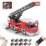 HAIRCURLER Technik Feuerwehrauto Bausteinen Modell, Mould King 17022, 4886PCS, Feuerwehrleiter LKW Zusammengebautes Bausatz, mit 8 Motor, 2.4Ghz Fernbedienung oder App, Kompatibel mit Leg