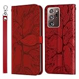 Miagon Prägung Lederhülle für Samsung Galaxy Note 20 Ultra,Handyhülle Tasche Brieftasche Hülle Bookstyle Schutzhülle Flip Case Cover Klapphülle Kartenfächer,Baum R