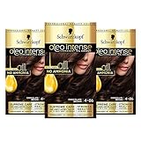 Schwarzkopf oleo intense Haarfarbe, Dreierpack, Permanente Ölfarbe, ohne Ammoniak, deckt Grau ab, Schokobraun 4-86
