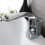 Kitchen Tap Alle Kupfer Einzelfarbenbehandlung Loch Heißes und kaltes Bassin-Wannen-Hahn-Schwarz Antike Waschbecken Badezimmerschrank Toilette Wasserfall Taps Malen Gefäßarmatur ( Color : Silver )