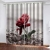 TTBBBB Vorhang Schlafzimmer Kreativität der roten Blume B 120 x H 140 cm Junge ​mit Mädchen Schlafzimmer Wohnzimmer Kinderzimmer - 3D Digitaldruck mit Ösen Thermo Vorhang