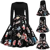 IFOUNDYOU Mädchen 50er Jahre Audrey Retro bedrucktes Cocktailkleid ärmelloses trägerloses Kleid Sexy Retro-Kleid Vintage Rockabilly Swing Dress Rück