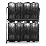 Hoplugge Reifenregal 107 x 46 x 117cm Reifenständer für 8 Reifen Lagerregal Höhenverstellung Lagerregale, Ladekapazität 180kg, für Garage Keller Werkstatt, mit Reifenschutzhü
