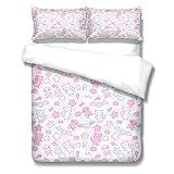 ZPDM Bettbezug Mit Reißverschluss Rosa, Cartoon, Sterne 180X210cmkinder/Jungen/Kleinkinder, Tagesdecke-Set Mit Kissenbezügen (Doppelbett)