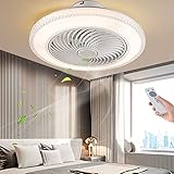 LED Deckenventilator mit Beleuchtung Fan Deckenleuchte Dimmbar Fan Deckenlampe Ultra-Leise Deckenventilator Mit Lampe 40W Wohnimmer Schlafzimmer Esszimmer Kinderzimmer Mit Fernbedienung,Ø50CM