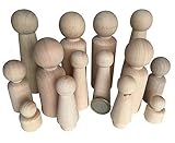 MEIERLE & Söhne 14 Familie Männchen Figuren Holzfiguren Spielfiguren zum Bemalen Basteln Holz Puppen Krippenfiguren Spielfiguren Mann Frau Junge M