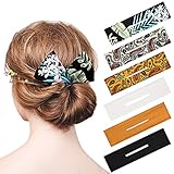 6 Stücke Französisch Haar Brötchen Makers Boho Stil Tuch Haarknoten Band Blumen Haarknoten Clip Twist Brötchen Stirnband Haarschmuck für Frauen Verschiedene Haartypen (Klassisches Muster)
