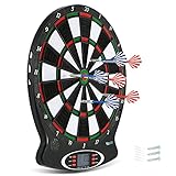 Dartscheibe Elektronisch Elektrische Dartscheibe für Kinder Erwachsene mit 6 Soft Tip Darts Elektronische Dartboards Set Outdoor mit LCD-Display Turnierscheibe Dartautomat Profi 44 x 51,5 x 2,8