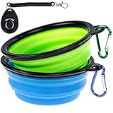 Faburo 2pc Faltbar Reisenäpfe Auslaufsicher Trinknapf Hund Unterwegs Mit klick Training,Silikon Fütterung Hundenäp