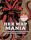 Hex Map Mania: Blanko Hexagonal Papier für RPG Karten Gestaltung; Mit leicht grauem Hintergrund (Grunge); Zirka Din A4; 120 Seiten; Softcover 'Kraken'