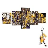 Kobe Bryant 5-teiliges Leinwandbild Los Angeles Lakers Forever Legend 24th NBA Super Star Bild Kunstwerk für Heimdekoration, Leinwanddruck Herren Jungen Schlafzimmer Büro Dekor 50'W*24'H Kobe-08