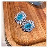 ACEACE Sterling Silber Turmalin Edelstein Anhänger Halskette Ohrringe Ring Hochzeit Schmuck Sets for Freundin (Gem Color : Earrings, Length : 45cm)