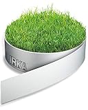 IRKA Rasenkantenband 15 cm x 15m x 1mm Flexible Beeteinfassung | Rasenkante Metall verzinkt 15cm mit Versteifungskante | Rasenkante Metall flexibel | Wurzelsperre Metall Garten Randbegrenzung