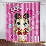 LOL Surprise Verdunkelungsvorhang Geräuschreduzierung Thermo Vorhang 2 Stücke Gedruckt Blickdichte Gardinen mit Ösen für Wohnzimmer Schlafzimmer Kinderzimmer Mädchen Junge H 145 x B 140