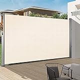 uyoyous Seitenmarkise ausziehbar Markise 160 x 300 cm Seitlicher Sichtschutz für Garten Balkon & Terrasse, Seitenrollo mit Wandhalterung, Beig