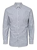 SELECTED HOMME Herren Buisness Hemd - SlhSlimPen-Gavin Slimfit gestreift, Farbe:Weiß, Größe:XL