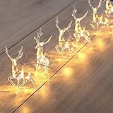 teyiwei 10 LED Rentier Weiße Lichterketten mit Batteriebetriebenen Weihnachtsbäumen Festlichen Schlafzimmer Warmen Licht Dek