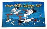 Fahne Geiles Wetter Hier Möwe NEU 90 x 150 cm Flagg