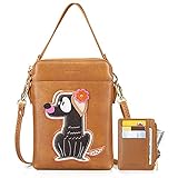 nuoku Crossbody Handy-Geldbörse, Damen, PU-Leder, mehrfarbig, Handtasche mit Kartenhalter, 2 verstellbare Riemen, Braun (braun), S