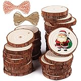 5ARTH Natürliche Holzscheiben - 30 Stück 5-6cm Kunst Unbehandeltes Holz Kit Vorgebohrt mit Loch Holzkreise für Kunst Holzscheiben Weihnachtsschmuck DIY