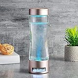 ZMIN Wasserstoff-Wasserflaschen-Generator H2 Neue Technologie Glas Wasser Ionisator, Wasserstoff Alkaline Glas Wasserflasche für Wasserstoffgehalt bis zu 1200-1500 PPB