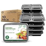 GUANFU 3 Fach Meal Prep Boxen, 10er Pack 980ml Stapelbare Lunchbox mit Deckel, BPA Frei, Wiederverwendbar Essen Vorbereiten Behälter Food Container Geeignet für Mikrowelle, G